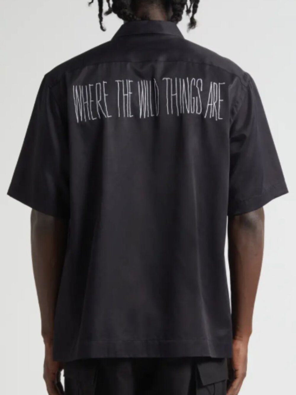 Sacai NWT Where the Wild Things Are Embroidered Satin Camp Shirt